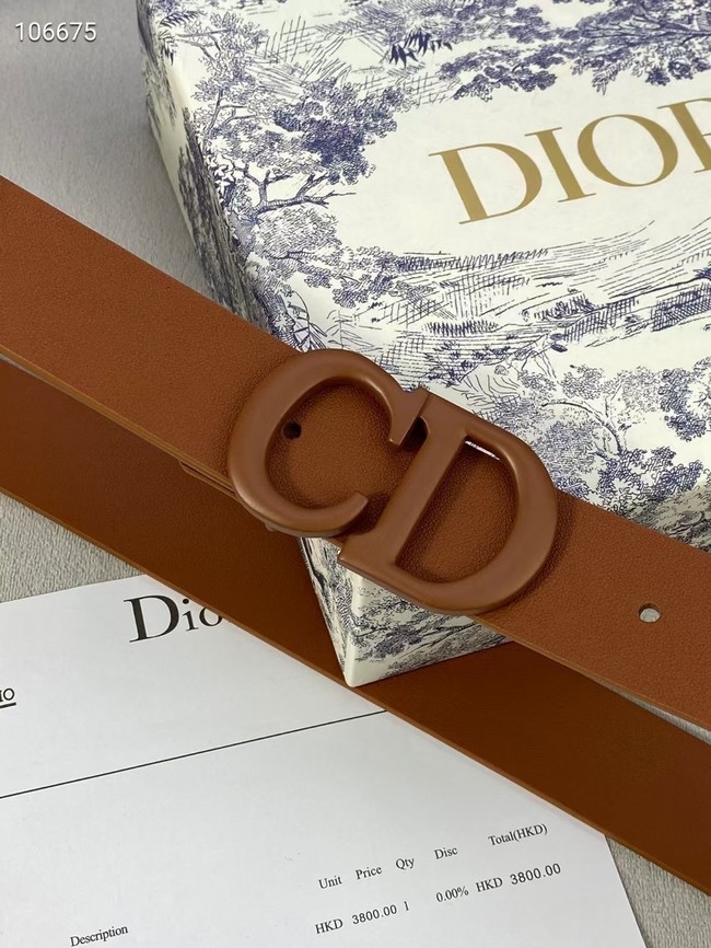 DIOR-ID BELT Raspberry Smooth Calfskin 30 MM B0110UM brown