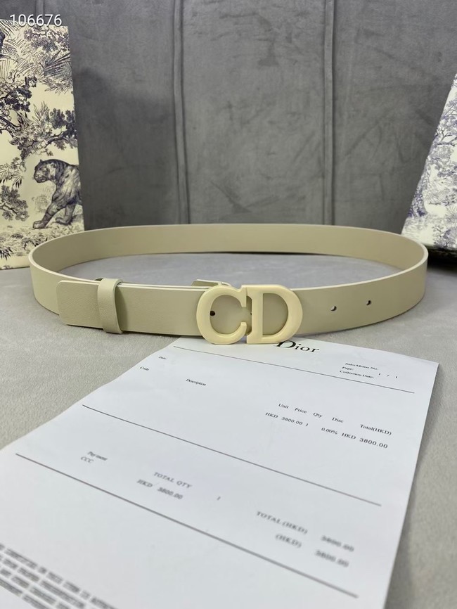 DIOR-ID BELT Raspberry Smooth Calfskin 30 MM B0110UM white