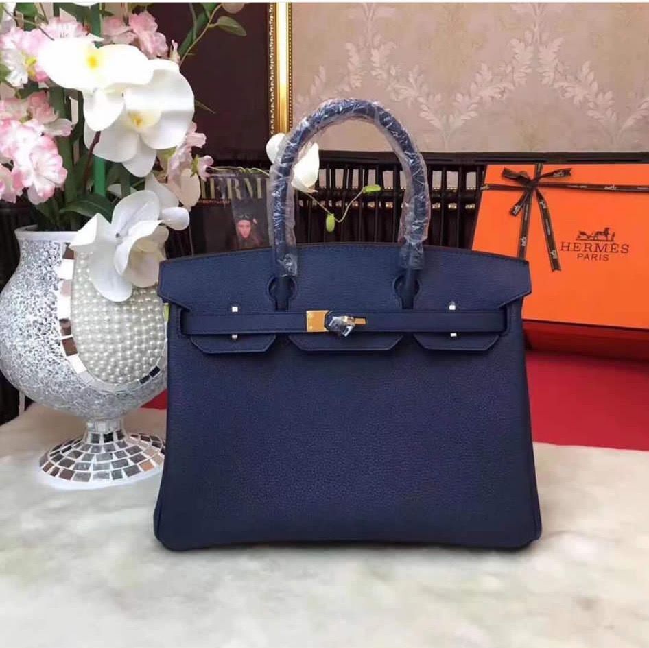 Hermes Birkin 25CM Togo Bag Original Leather H25E Navy