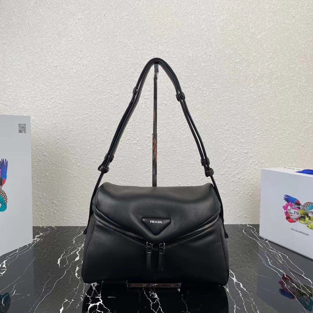 Padded nappa leather Prada Signaux bag 1BC165 black