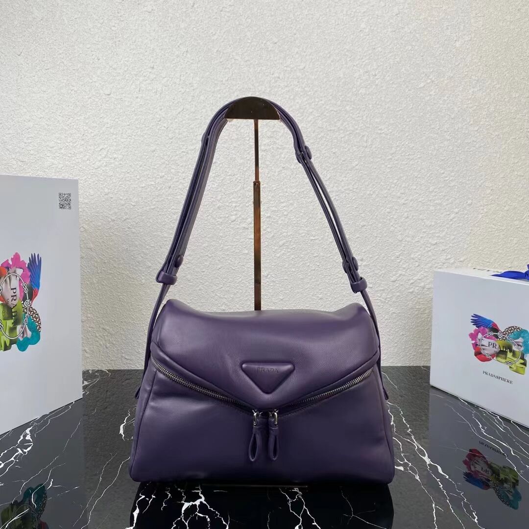 Padded nappa leather Prada Signaux bag 1BC165 violet