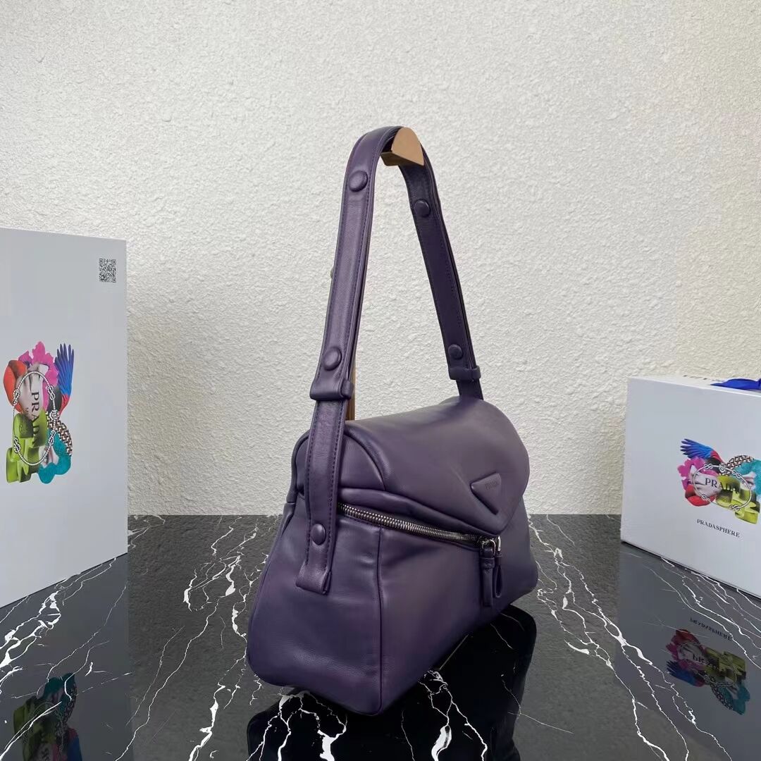 Padded nappa leather Prada Signaux bag 1BC165 violet