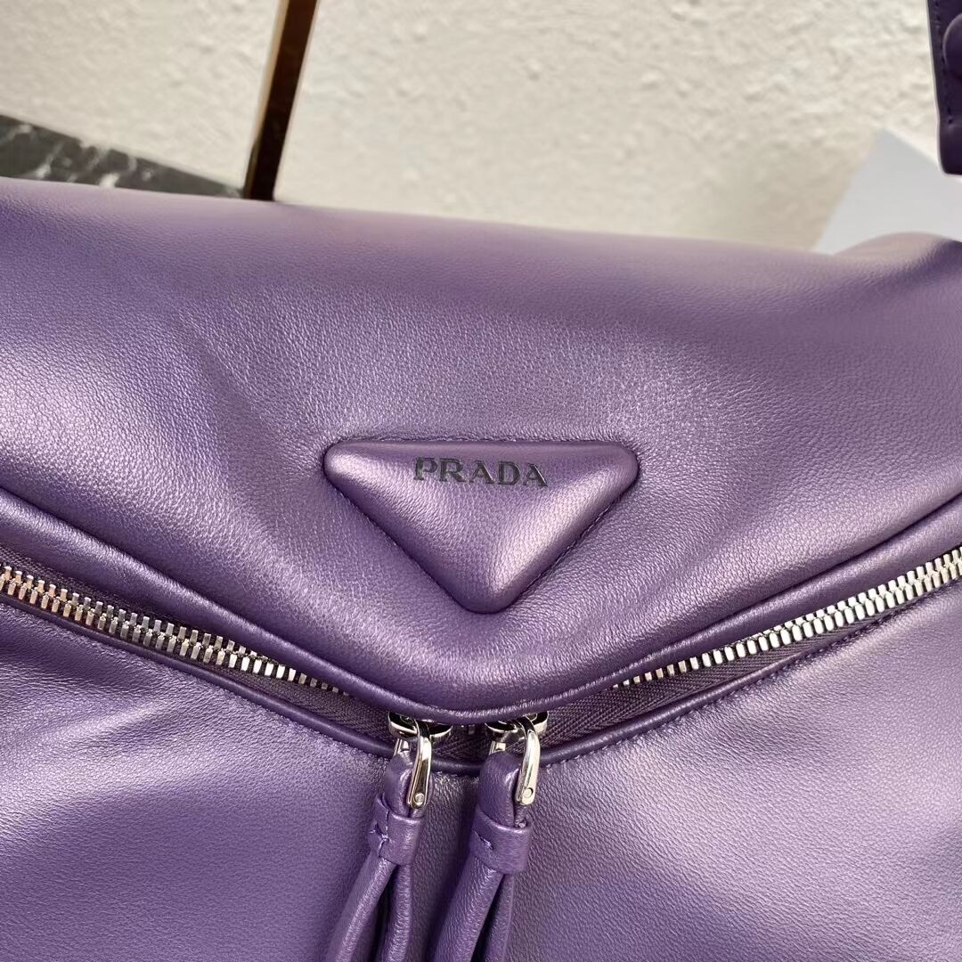 Padded nappa leather Prada Signaux bag 1BC165 violet