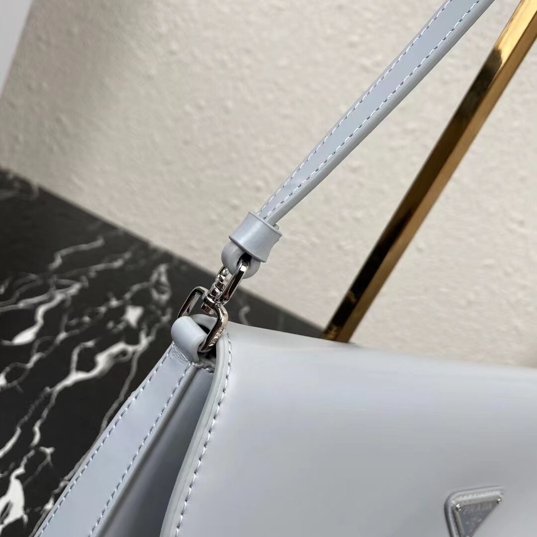 Prada Cleo brushed leather shoulder bag with flap 1BH276 light blue