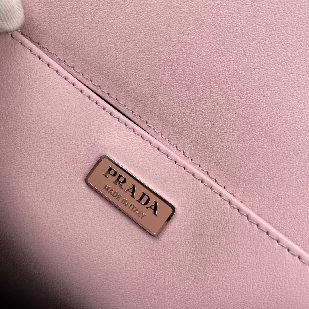 Prada Cleo brushed leather shoulder bag with flap 1BH276 pink