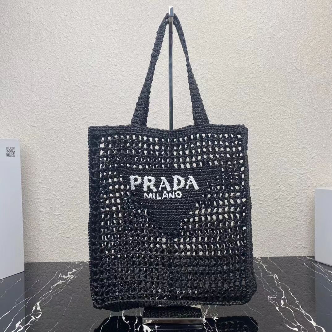 Prada Raffia tote bag 1CH393 black