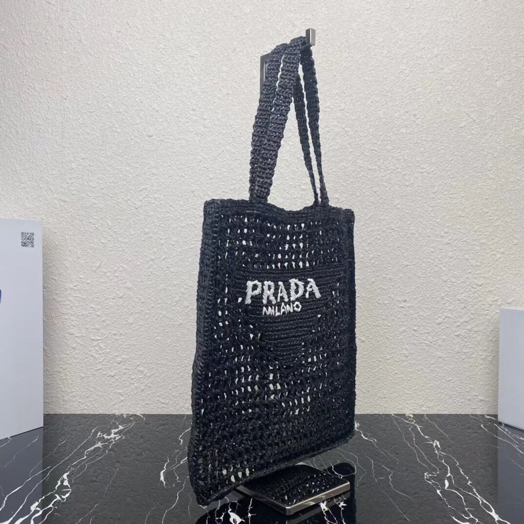 Prada Raffia tote bag 1CH393 black