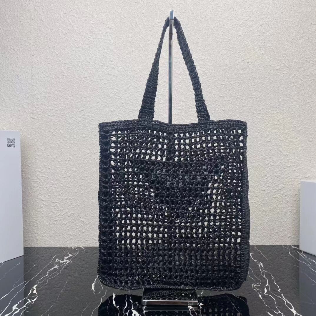 Prada Raffia tote bag 1CH393 black