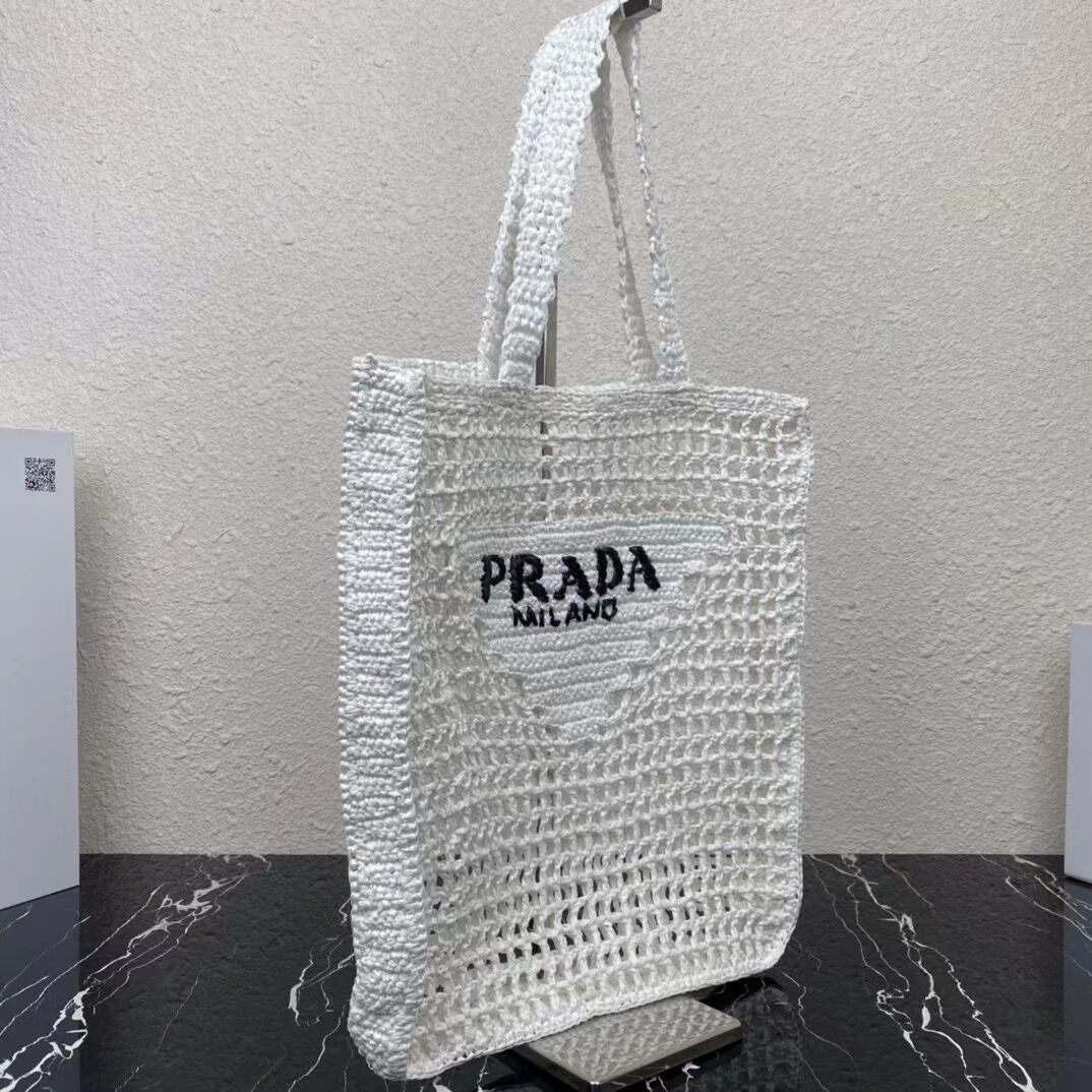 Prada Raffia tote bag 1CH393 white
