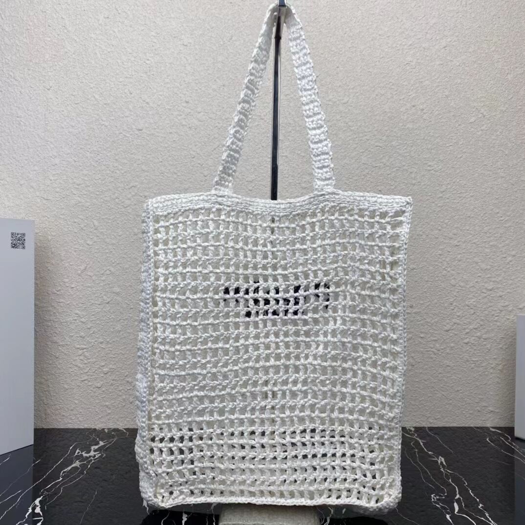 Prada Raffia tote bag 1CH393 white