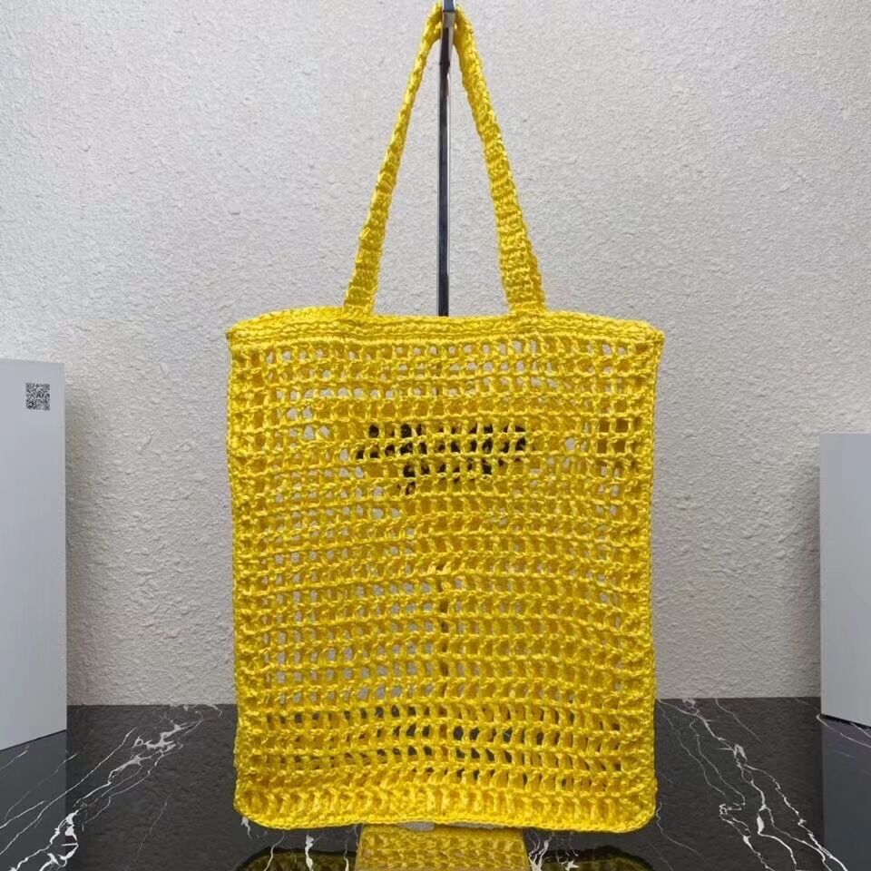Prada Raffia tote bag 1CH393 yellow