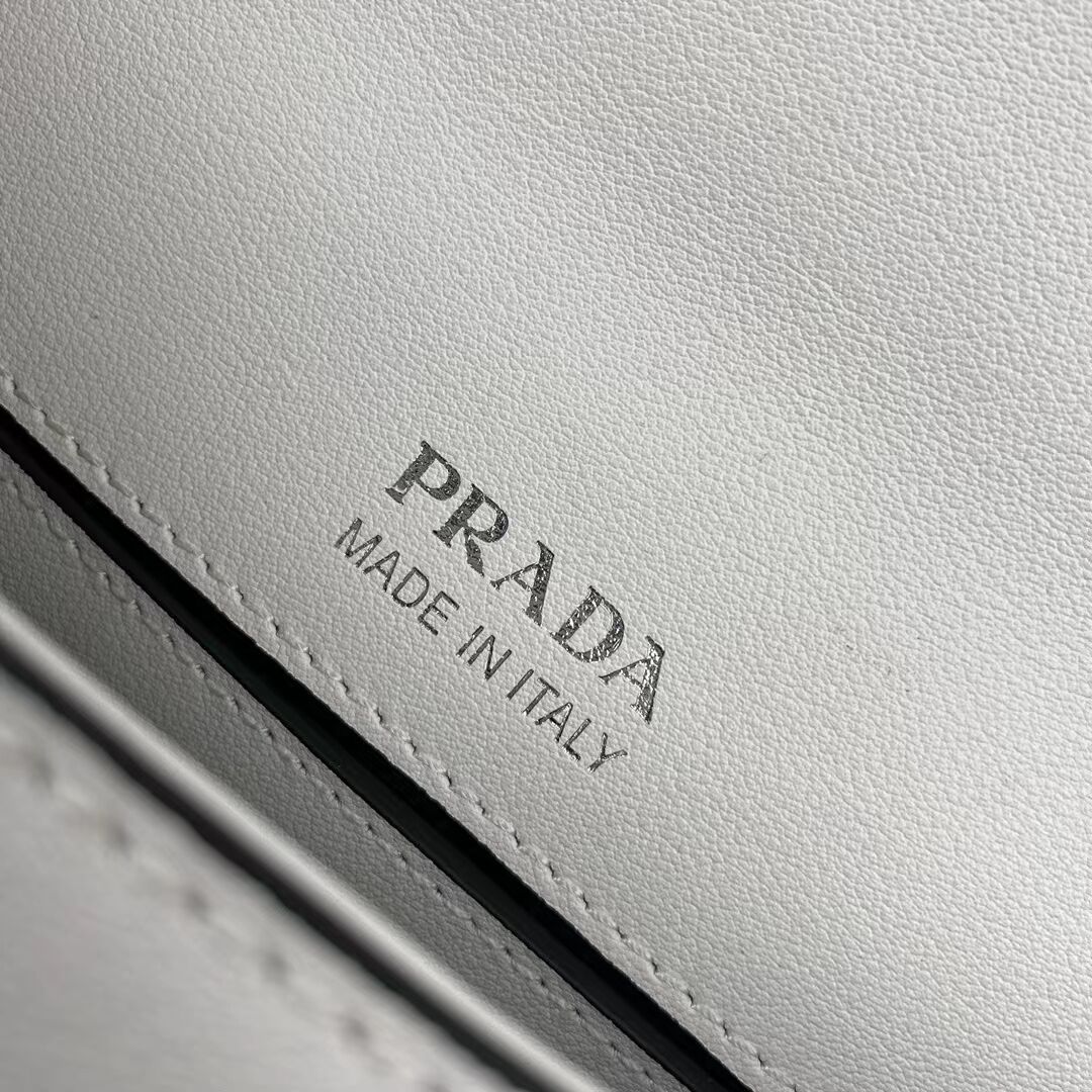 Prada Small brushed leather shoulder bag 1BA263 WHITE