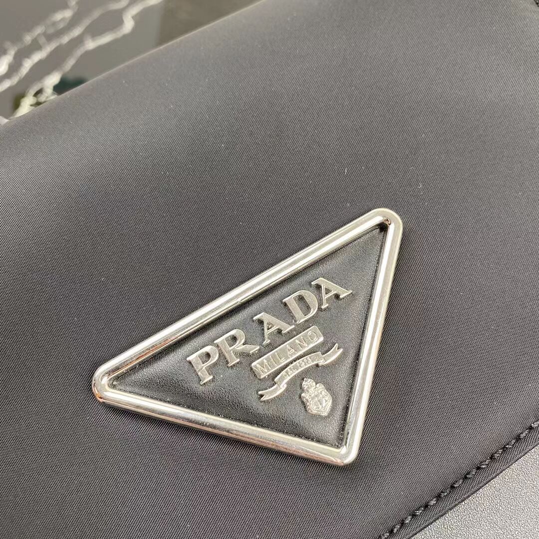 Prada Small brushed leather shoulder bag 1BA263 black