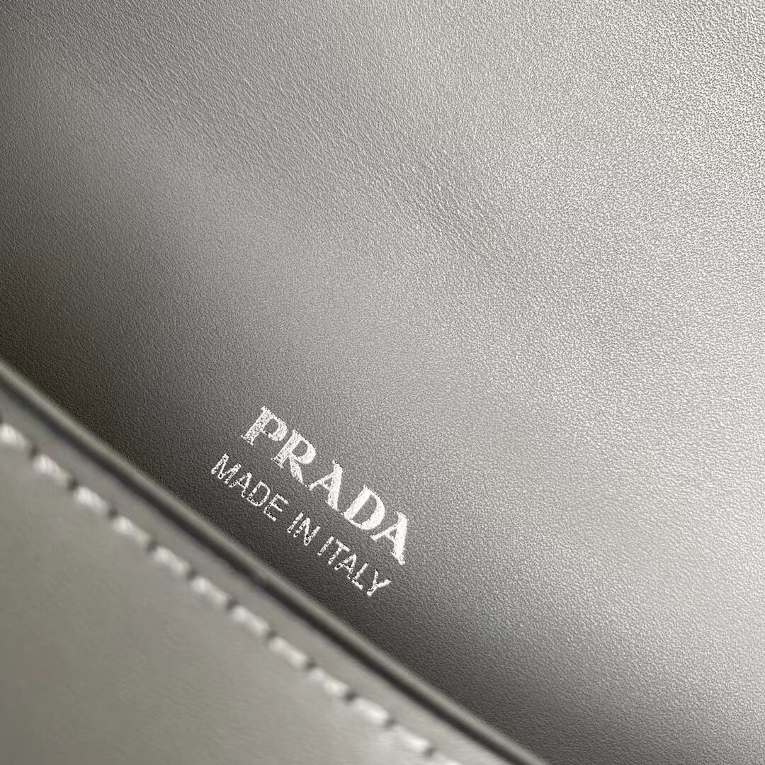 Prada Small brushed leather shoulder bag 1BA263 grey