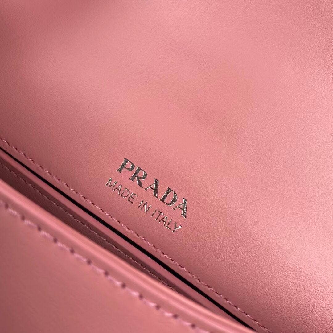 Prada Small brushed leather shoulder bag 1BA263 pink