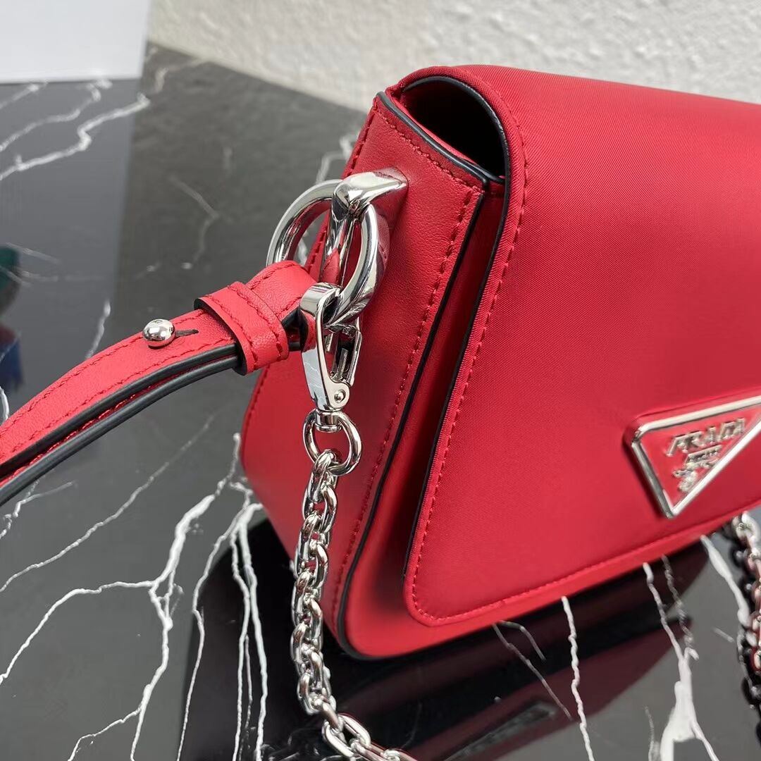 Prada Small brushed leather shoulder bag 1BA263 red