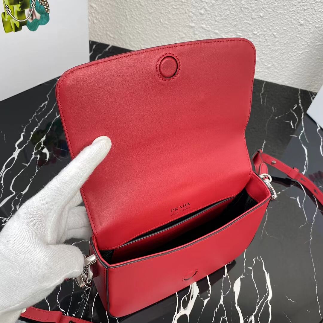 Prada Small brushed leather shoulder bag 1BA263 red