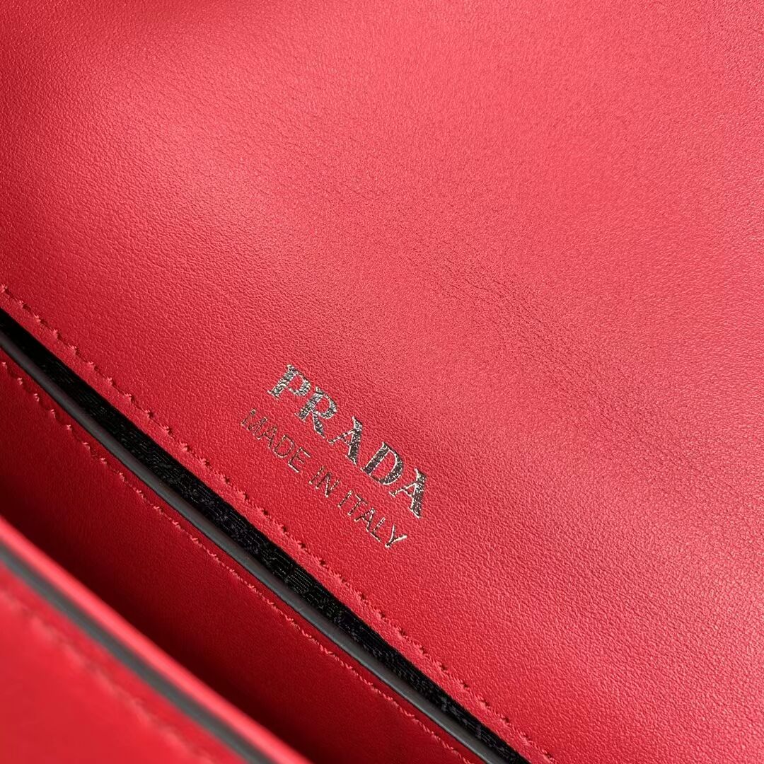 Prada Small brushed leather shoulder bag 1BA263 red