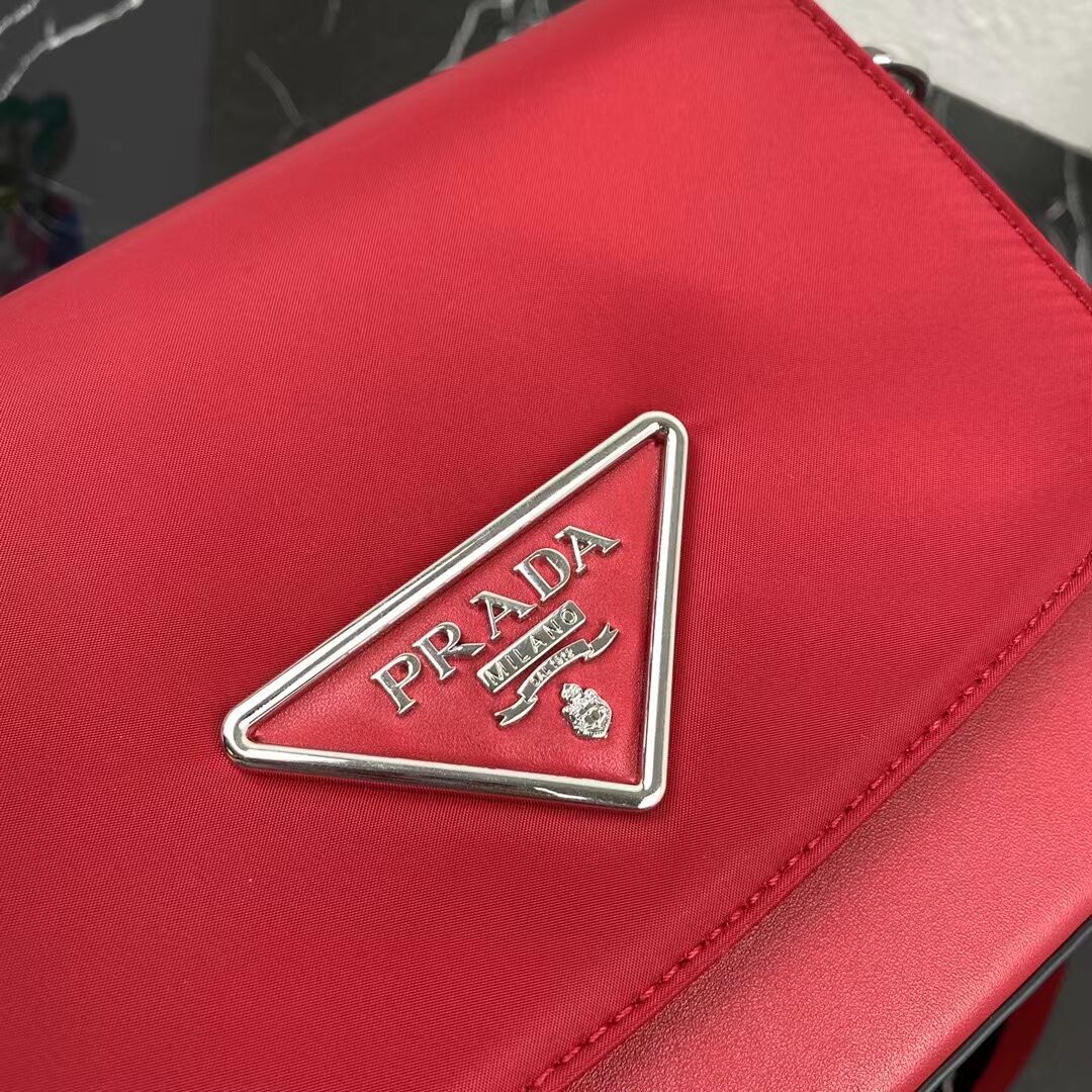 Prada Small brushed leather shoulder bag 1BA263 red