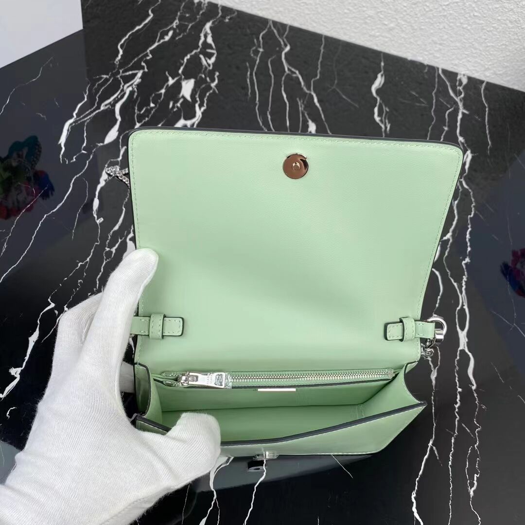 Prada Small brushed leather shoulder bag 1BH307 green