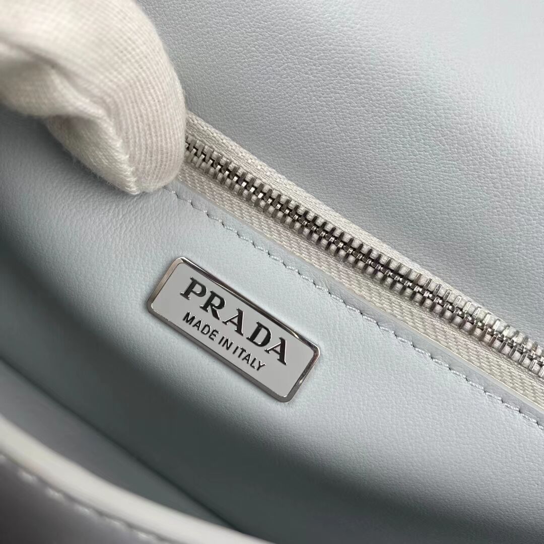 Prada Small brushed leather shoulder bag 1BH307 light blue