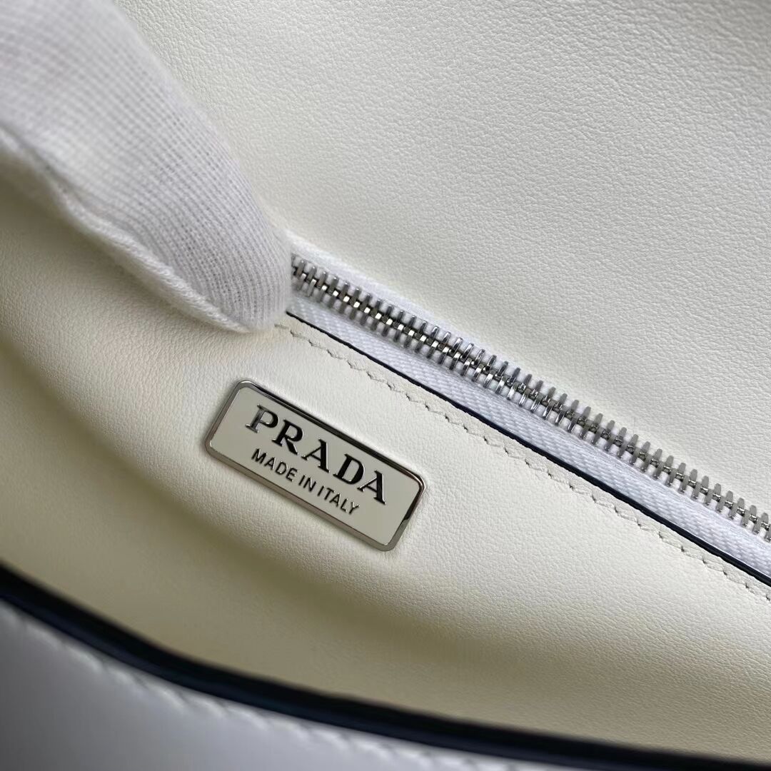 Prada Small brushed leather shoulder bag 1BH307 white