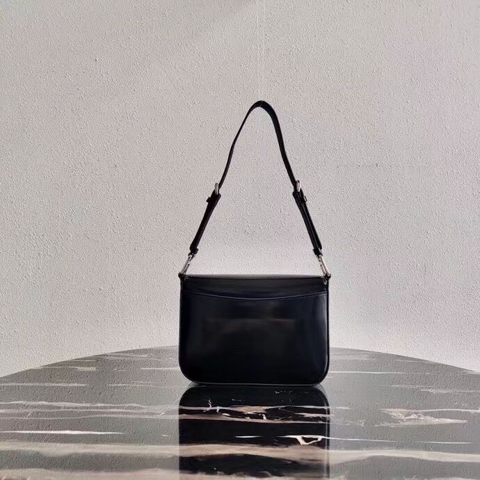 Prada Small brushed leather shoulder bag 1BH308 black