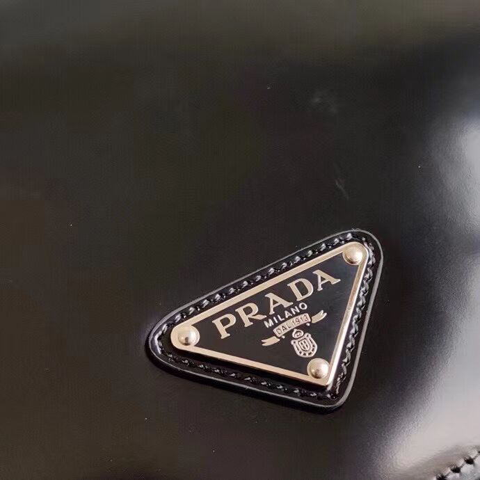 Prada Small brushed leather shoulder bag 1BH308 black