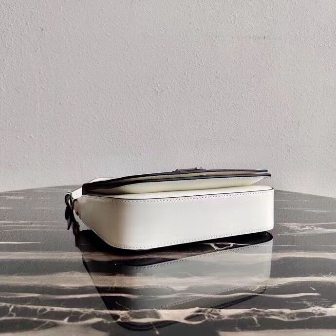 Prada Small brushed leather shoulder bag 1BH308 white