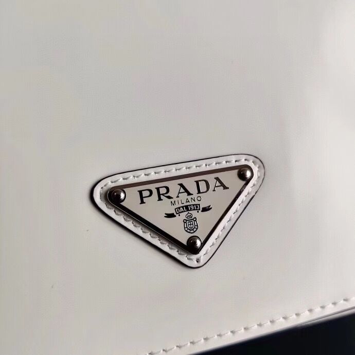 Prada Small brushed leather shoulder bag 1BH308 white