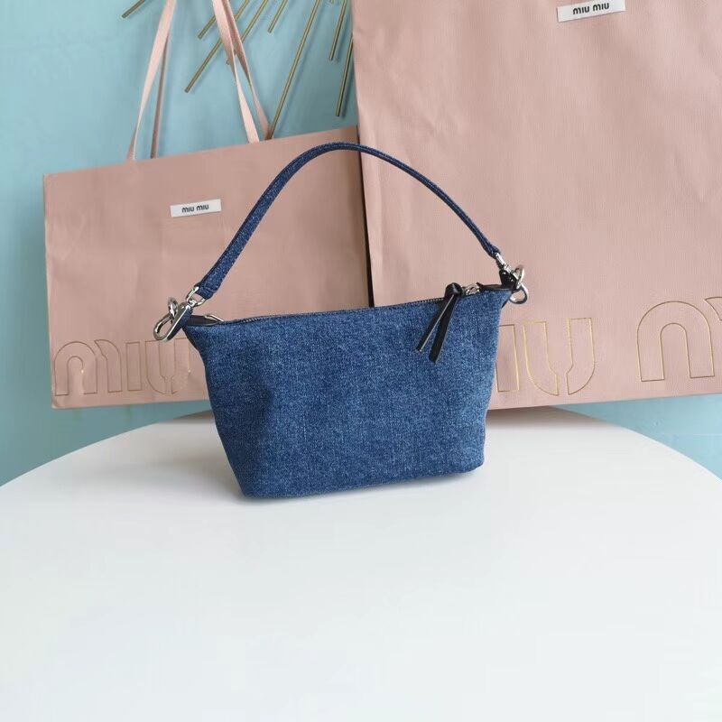 miu miu Denim Shoulder Bag 5NB841-1 blue