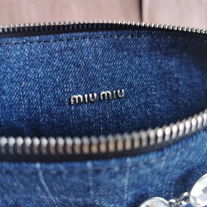 miu miu Denim Shoulder Bag 5NB841-1 blue