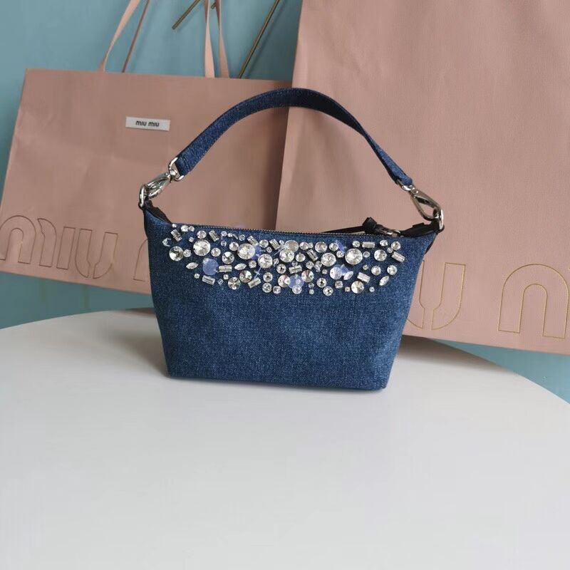 miu miu Denim Shoulder Bag 5NB841 blue