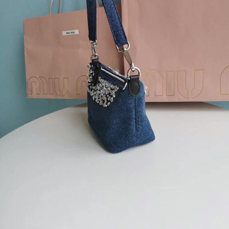 miu miu Denim Shoulder Bag 5NB841 blue