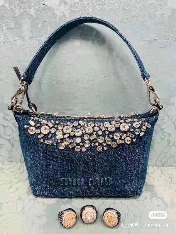 miu miu Denim Shoulder Bag 5NB841 blue