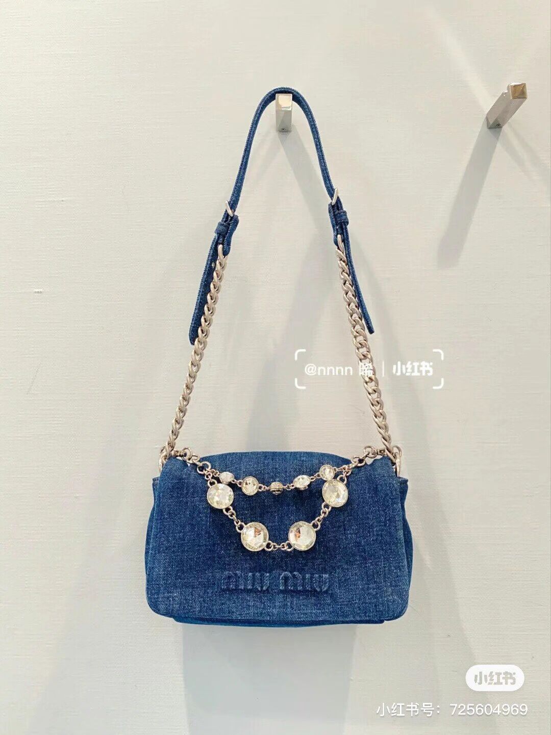 miu miu Denim Shoulder Bag 5ND223 blue