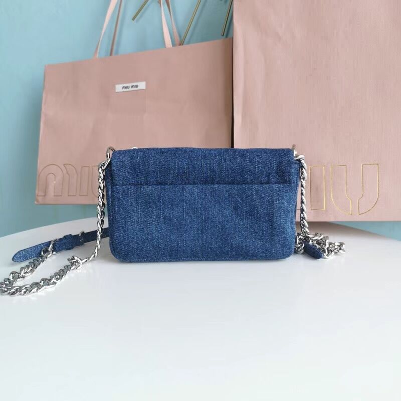 miu miu Denim Shoulder Bag 5ND223 blue