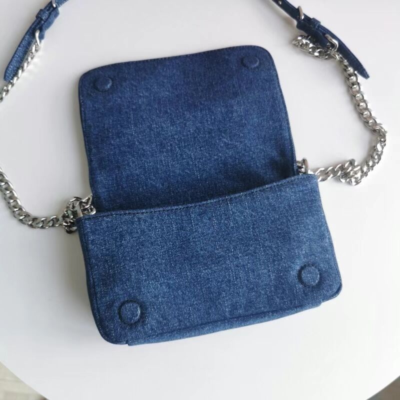 miu miu Denim Shoulder Bag 5ND223 blue