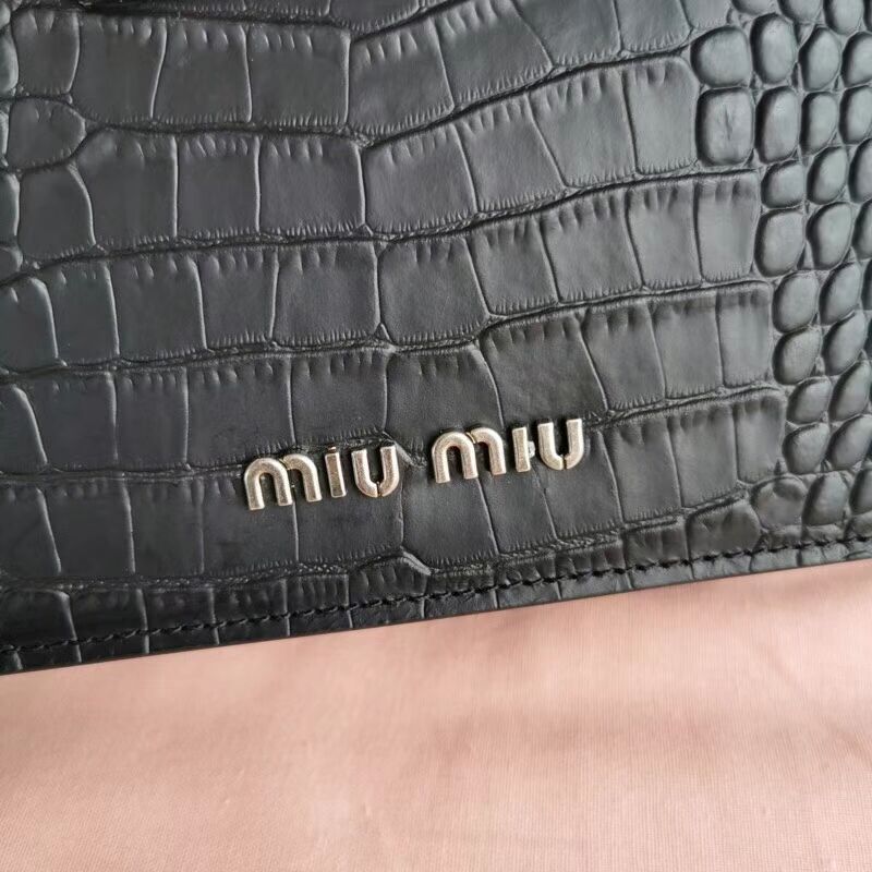 miu miu Matelasse Nappa Leather mini Shoulder Bag 5ED084 black