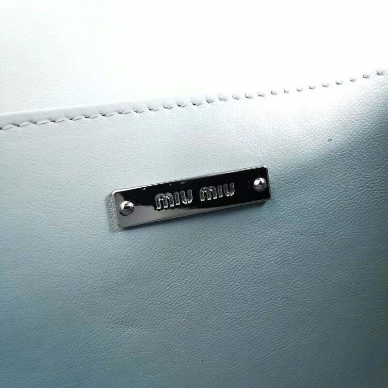 miu miu Matelasse Nappa Leather mini Shoulder Bag 5ED084 light blue