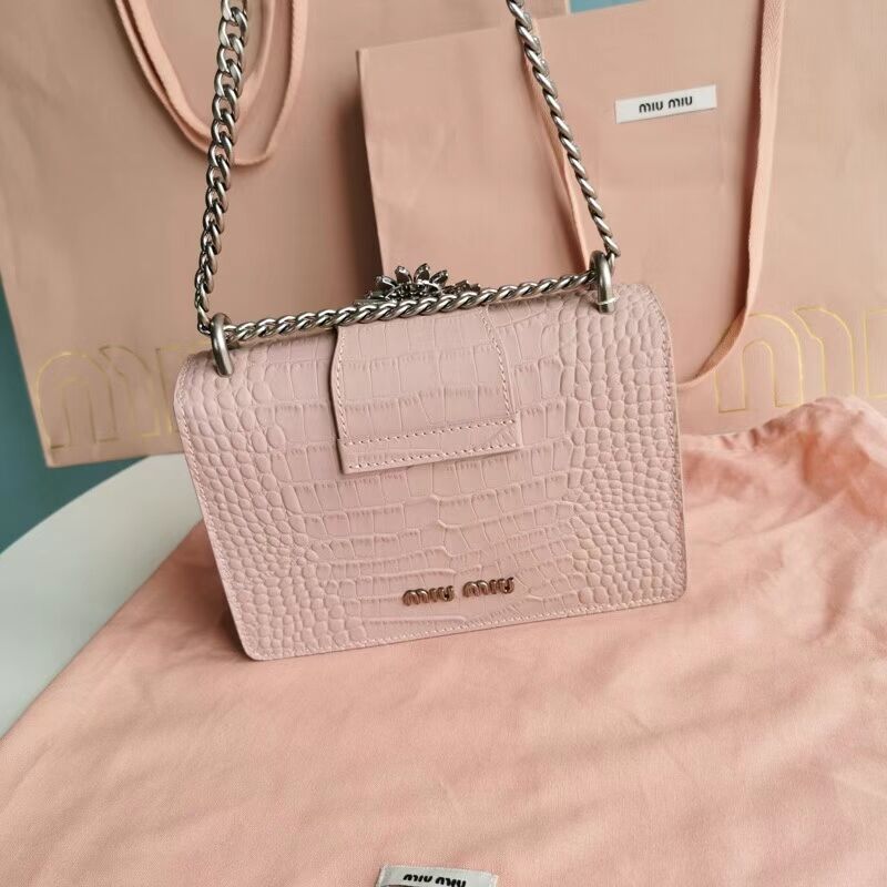 miu miu Matelasse Nappa Leather mini Shoulder Bag 5ED084 pink