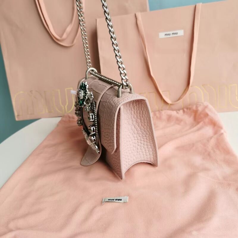 miu miu Matelasse Nappa Leather mini Shoulder Bag 5ED084 pink