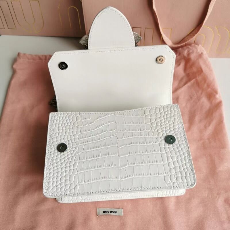 miu miu Matelasse Nappa Leather mini Shoulder Bag 5ED084 white