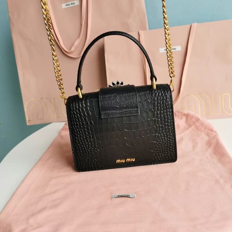 miu miu Matelasse Nappa Leather mini tote Bag 5EA196 black