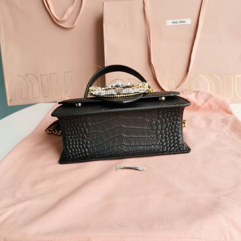 miu miu Matelasse Nappa Leather mini tote Bag 5EA196 black