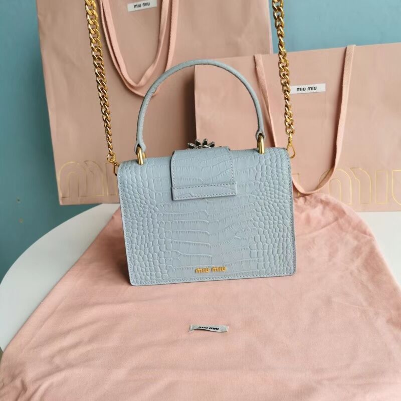 miu miu Matelasse Nappa Leather mini tote Bag 5EA196 light blue