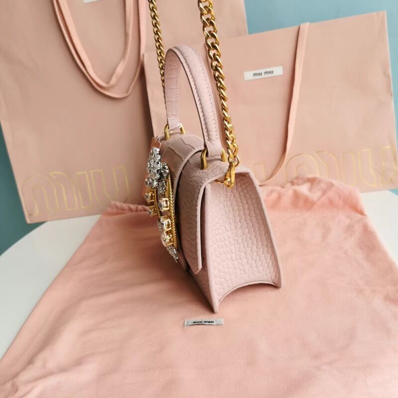 miu miu Matelasse Nappa Leather mini tote Bag 5EA196 pink