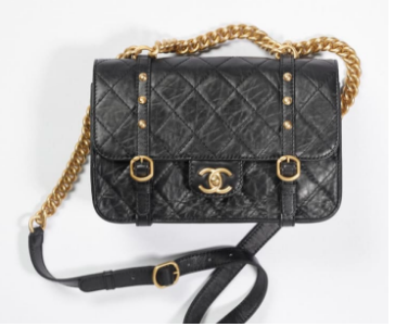 Chanel FLAP BAG Aged Calfskin & Gold-Tone Metal AS2696 Black