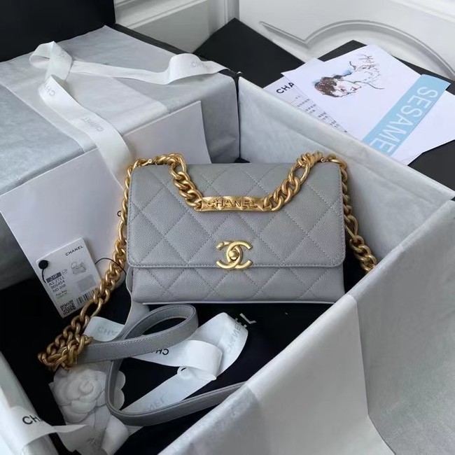 Chanel Flap Shoulder Bag Original leather AS2711 grey