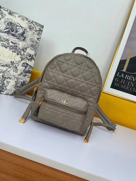 SMALL DIOR BACKPACK Cannage Lambskin M9222U Taupe